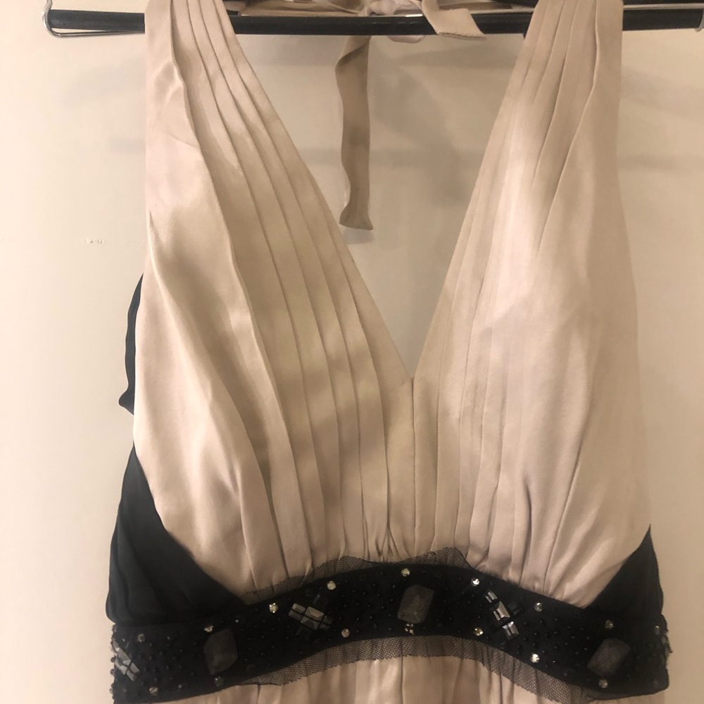 Champagne & black floor length gown
